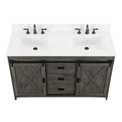Sand & Stable Jillian 54'' Double Bathroom Vanity with Engineered Stone ...